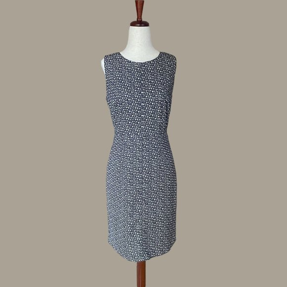 Massimo Dutti Black Geometric Pattern Sleeveless Knee Length Shift Dress Size 6 - Picture 8 of 10